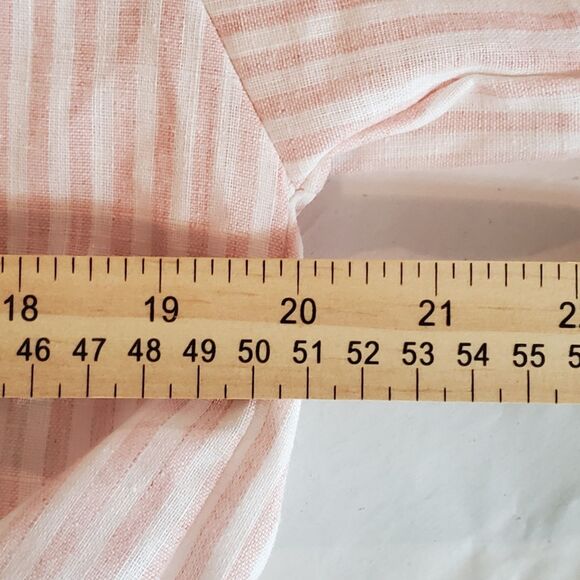 Lavender Field Women’s Cotton Top M Pink White Casual Boho V Neck Bell Sleeve - Picture 8 of 9